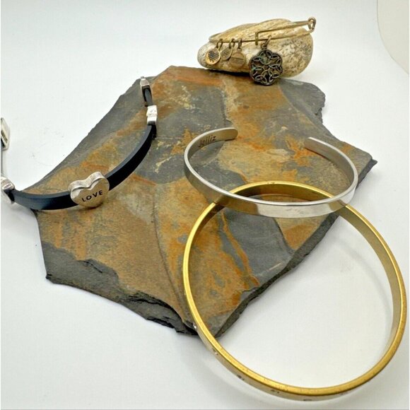 Alex and Ani Jewelry - Jewelry Lot of 4 bracelets Alex and Ani Gold Tone USA Flag Charm Costume